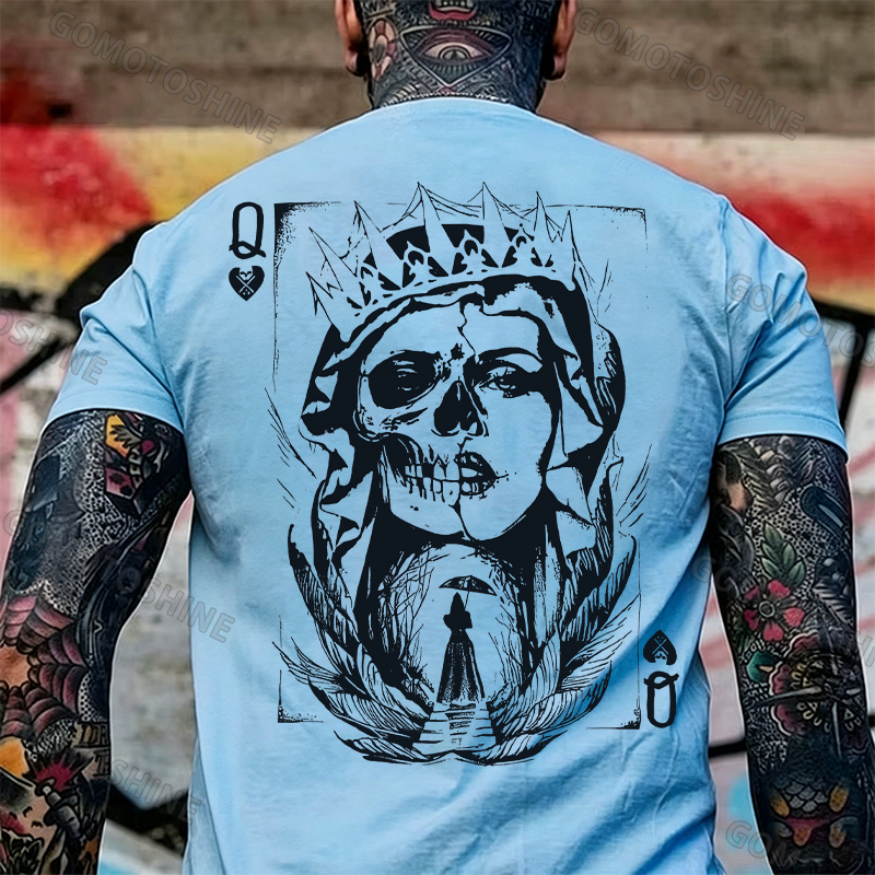 Poker Q Gloomy Queen Vintage Style White Print T-shirt Image - 29