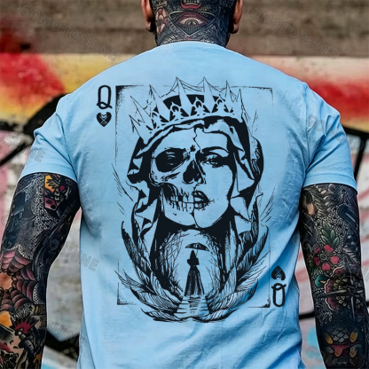 Poker Q Gloomy Queen Vintage Style White Print T-shirt Image - 29