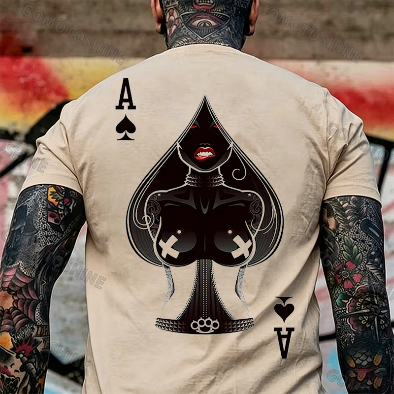 Poker A The Queen of Spades Sexy Nun White Print T-shirt Image - 26