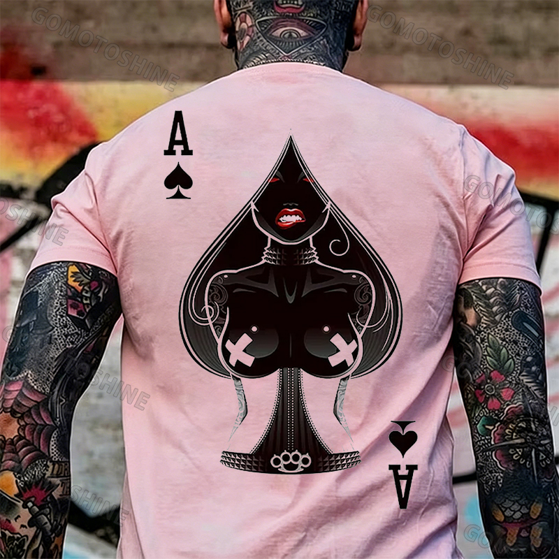 Poker A The Queen of Spades Sexy Nun White Print T-shirt Image - 27