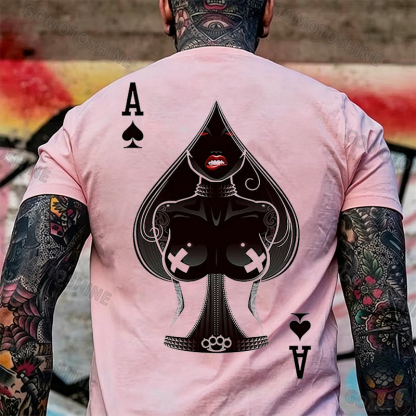 Poker A The Queen of Spades Sexy Nun White Print T-shirt Image - 27