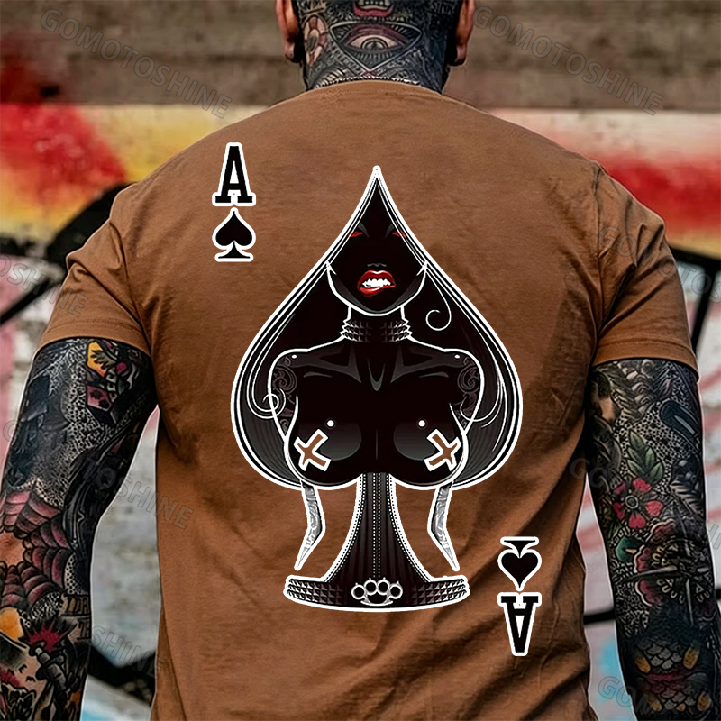 Poker A The Queen of Spades Sexy Nun White Print T-shirt Image - 29