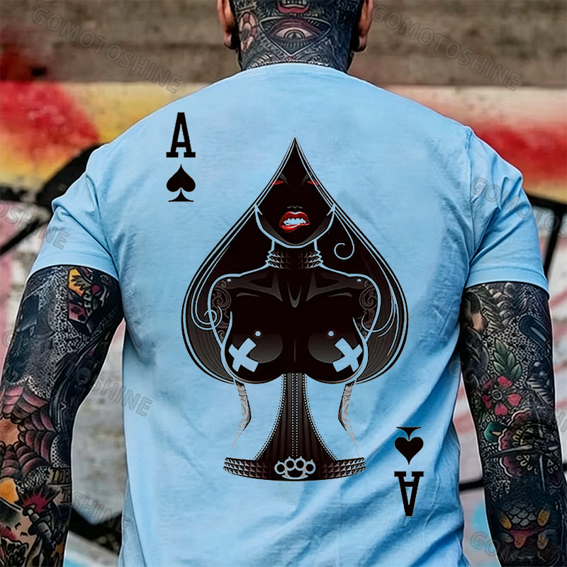 Poker A The Queen of Spades Sexy Nun White Print T-shirt Image - 30