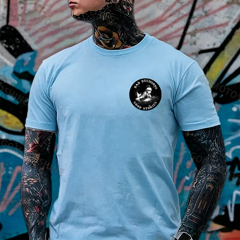 BAD DECISIONS GOOD STORIES Nun Smoking Black Print T-Shirt Image - 32