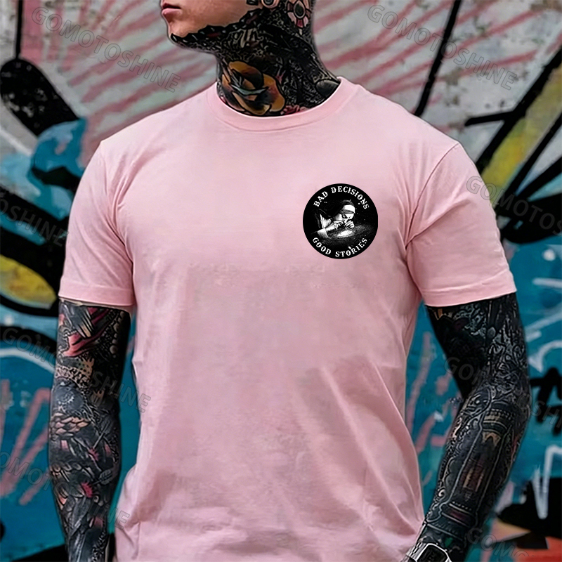 BAD DECISIONS GOOD STORIES Nun Smoking Black Print T-Shirt Image - 29