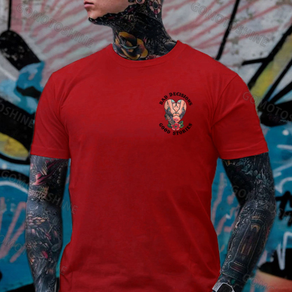 BAD DECISIONS GOOD STORIES GET A GRIP Sexy Lady With Flower Print Men's T-shirt Image - 26
