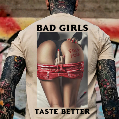 BAD GIRLS TASTE BETTER Defiant Sexy Lady Print Men's T-Shirt Image - 20