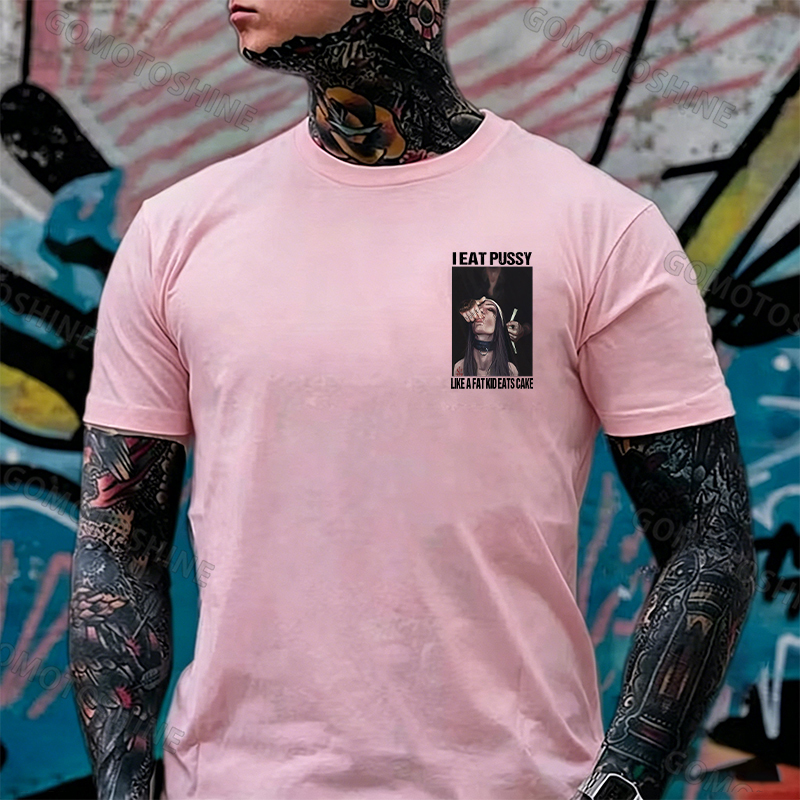 I EAT PUSSY LIKE A FAT KID EATS CAKE Suck Finger Nun Print Men's T-shirt Image - 19
