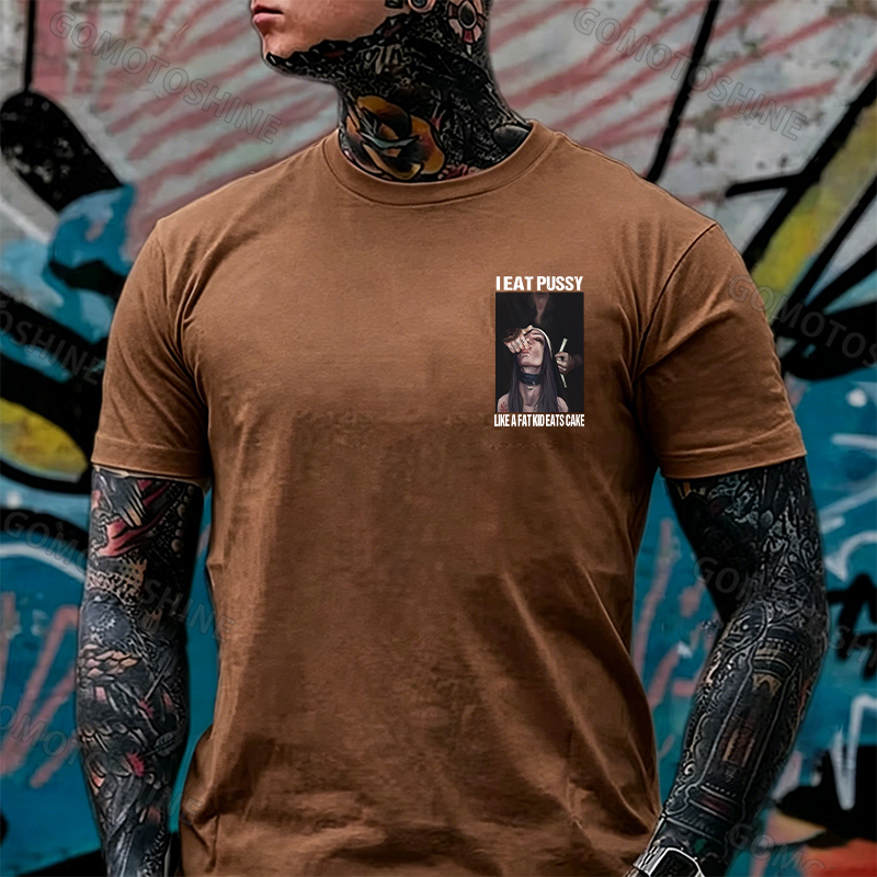 I EAT PUSSY LIKE A FAT KID EATS CAKE Suck Finger Nun Print Men's T-shirt Image - 24