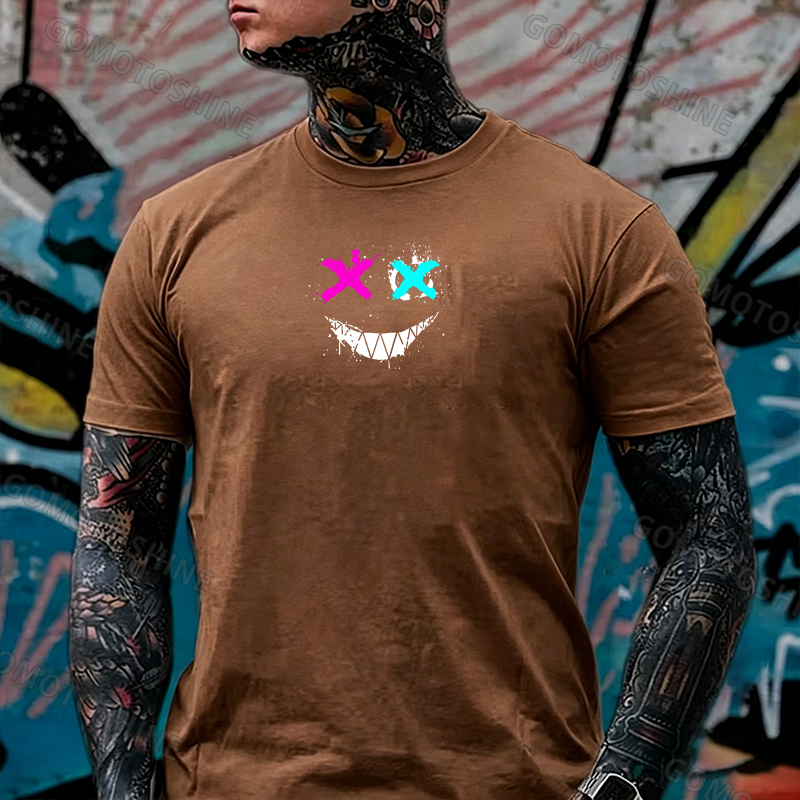 Evil Emoji Graphic Black Print T-Shirt Image - 23
