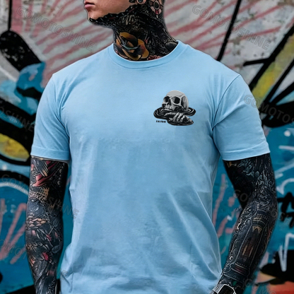 I'M FINE Drowning Skull Black Print T-Shirt Image - 23