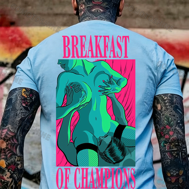 BREAKFAST OF CHAMPIONS Man Suck Sexy Woman Print Men's T-shirt Image - 9