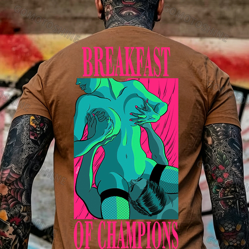 BREAKFAST OF CHAMPIONS Man Suck Sexy Woman Print Men's T-shirt Image - 10