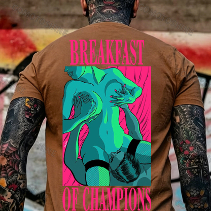 BREAKFAST OF CHAMPIONS Man Suck Sexy Woman Print Men's T-shirt Image - 10