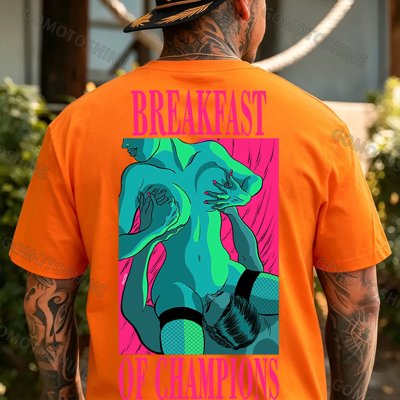 BREAKFAST OF CHAMPIONS Man Suck Sexy Woman Print Men's T-shirt Image - 12