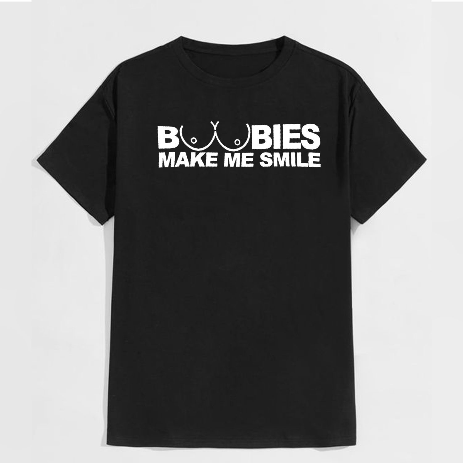 BOOBIES MAKE ME SMILE Graphic Black Print Men's T-shirt Image - 10