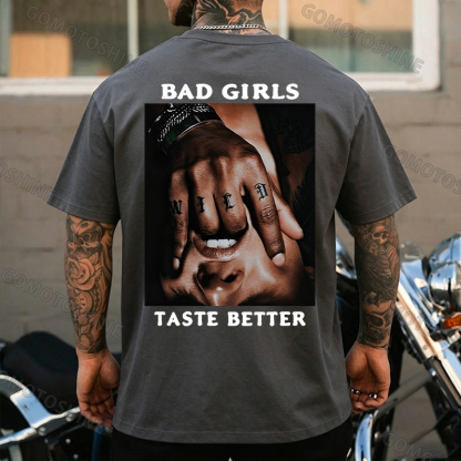 BAD GIRLS TASTE BETTER Rebellious Girl Print Men's T-Shirt Image - 3