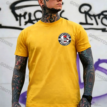 CERTIFIED WHITEBOY EST. AT BIRTH Skull with Peace Sign Print Men's T-shirt Image - 9