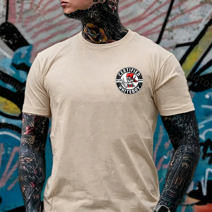 CERTIFIED WHITEBOY EST. AT BIRTH Skull with Peace Sign Print Men's T-shirt Image - 15