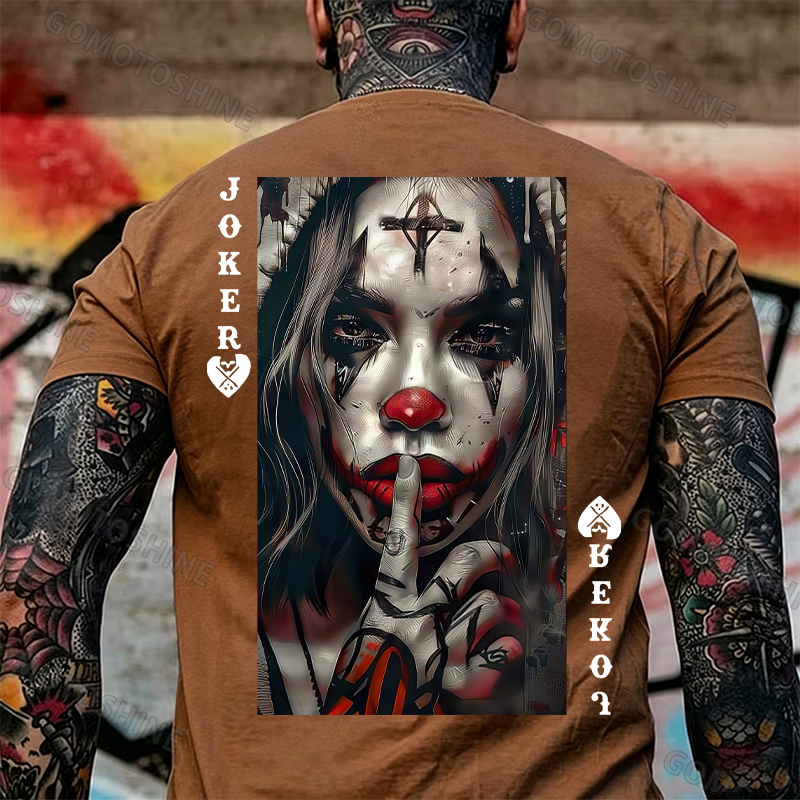POKER JOKER GIRL Keep Silent Print Men's T-shirt Image - 19