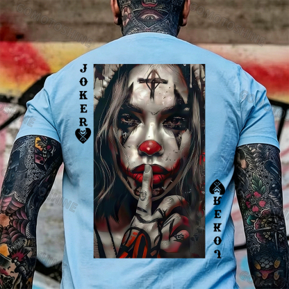 POKER JOKER GIRL Keep Silent Print Men's T-shirt Image - 21