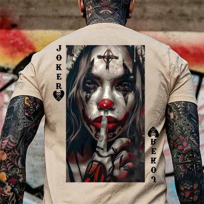 POKER JOKER GIRL Keep Silent Print Men's T-shirt Image - 20