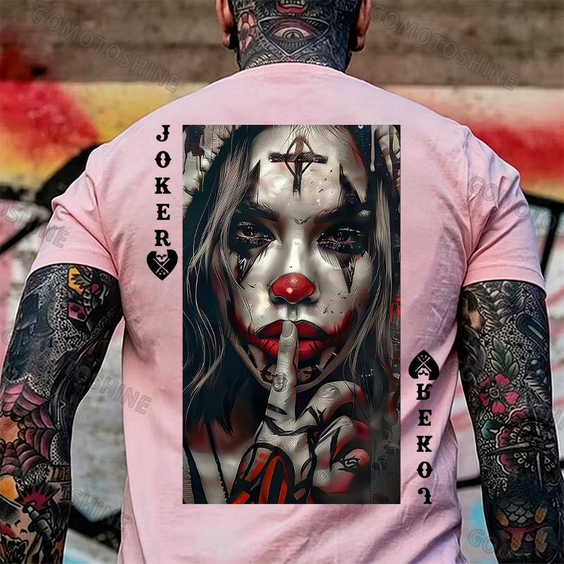 POKER JOKER GIRL Keep Silent Print Men's T-shirt Image - 22
