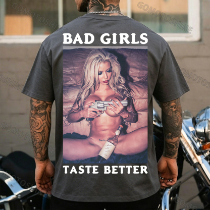 BAD GIRLS TASTE BETTER Sexy Bad Lady Print Men's T-Shirt Image - 9