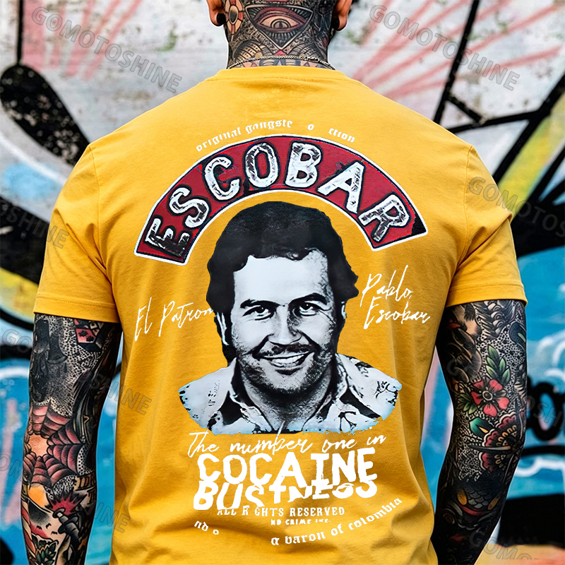 Escobar drug lord portrait printed fitness T-shirt Image - 8