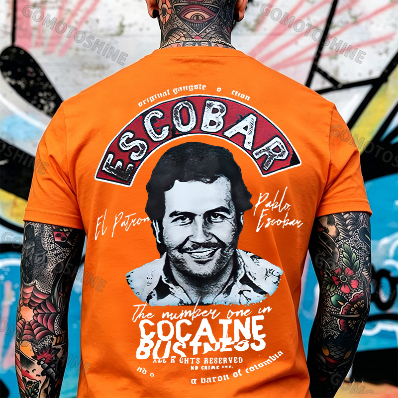 Escobar drug lord portrait printed fitness T-shirt Image - 5