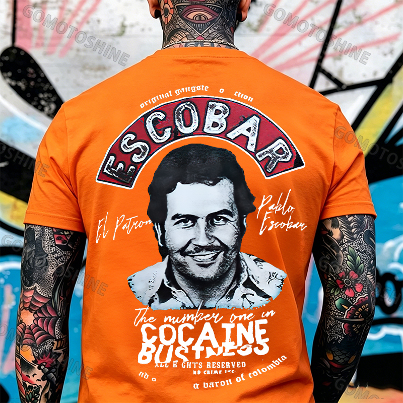 Escobar drug lord portrait printed fitness T-shirt Image - 5