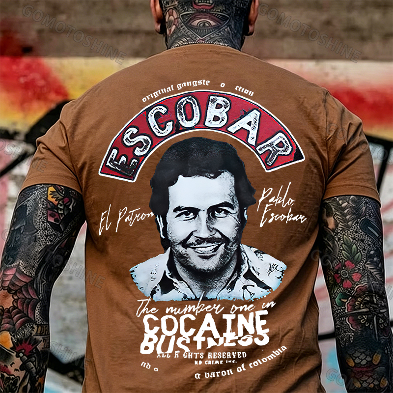 Escobar drug lord portrait printed fitness T-shirt Image - 6