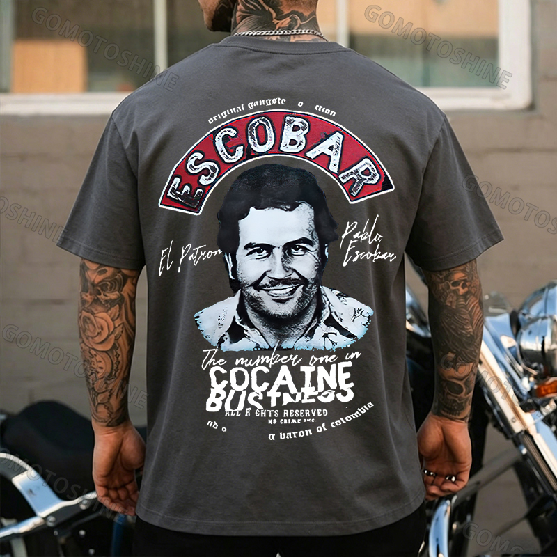 Escobar drug lord portrait printed fitness T-shirt Image - 11