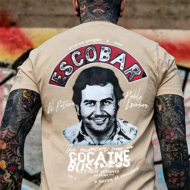 Escobar drug lord portrait printed fitness T-shirt Image - 7