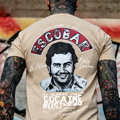 Escobar drug lord portrait printed fitness T-shirt Image - 7