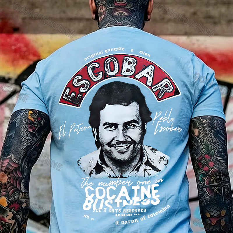 Escobar drug lord portrait printed fitness T-shirt Image - 9