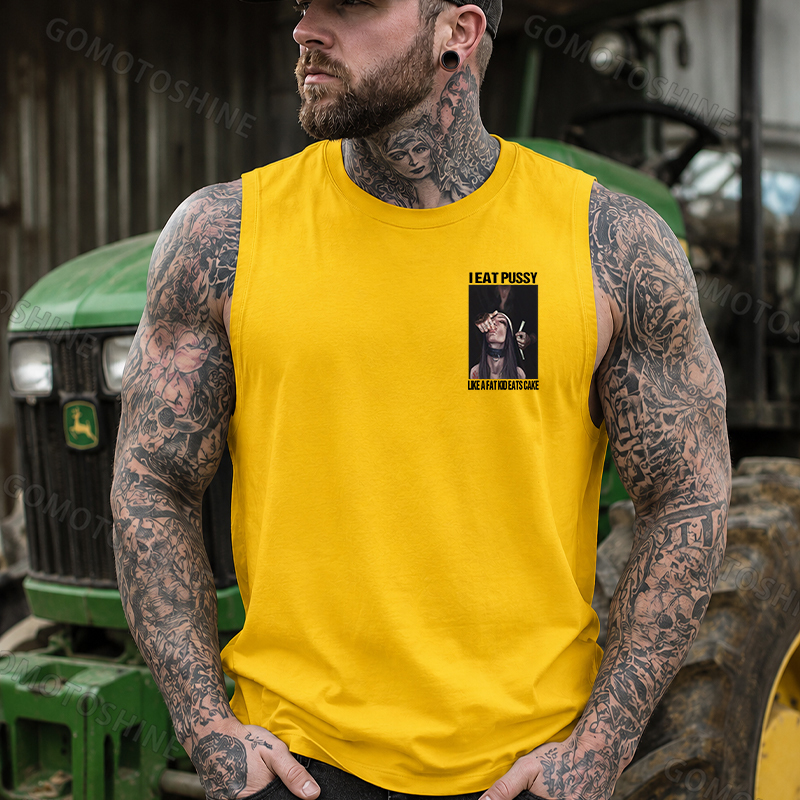 I EAT PUSSY LIKE A FAT KID EATS CAKE Suck Finger Nun Print Men's Vest Image - 4