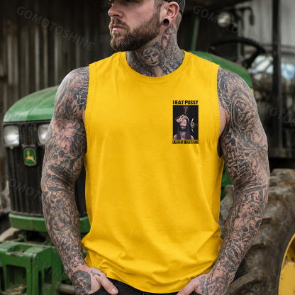 I EAT PUSSY LIKE A FAT KID EATS CAKE Suck Finger Nun Print Men's Vest Image - 4
