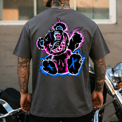 Graffiti Evil Teddy Bear Print Men's T-Shirt Image - 9