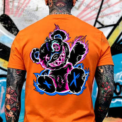 Graffiti Evil Teddy Bear Print Men's T-Shirt Image - 12