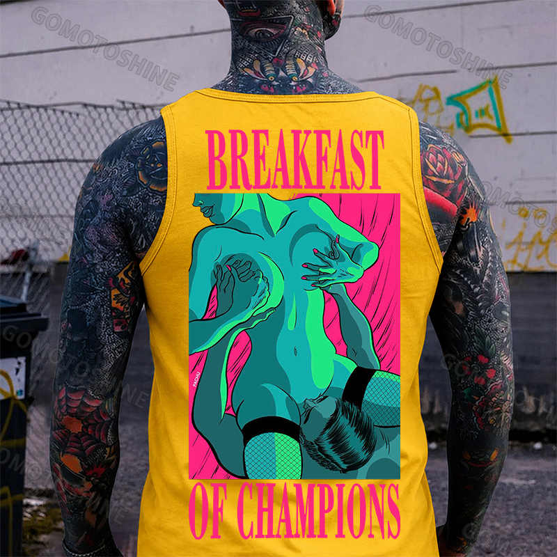 BREAKFAST OF CHAMPIONS Man Suck Sexy Woman Print Men's Tank Image - 4
