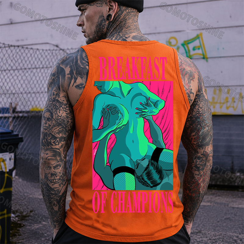 BREAKFAST OF CHAMPIONS Man Suck Sexy Woman Print Men's Tank Image - 6