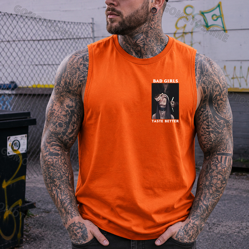 BAD GIRLS TASTE BETTER Sucking Finger Nun Print Men's Vest Image - 3