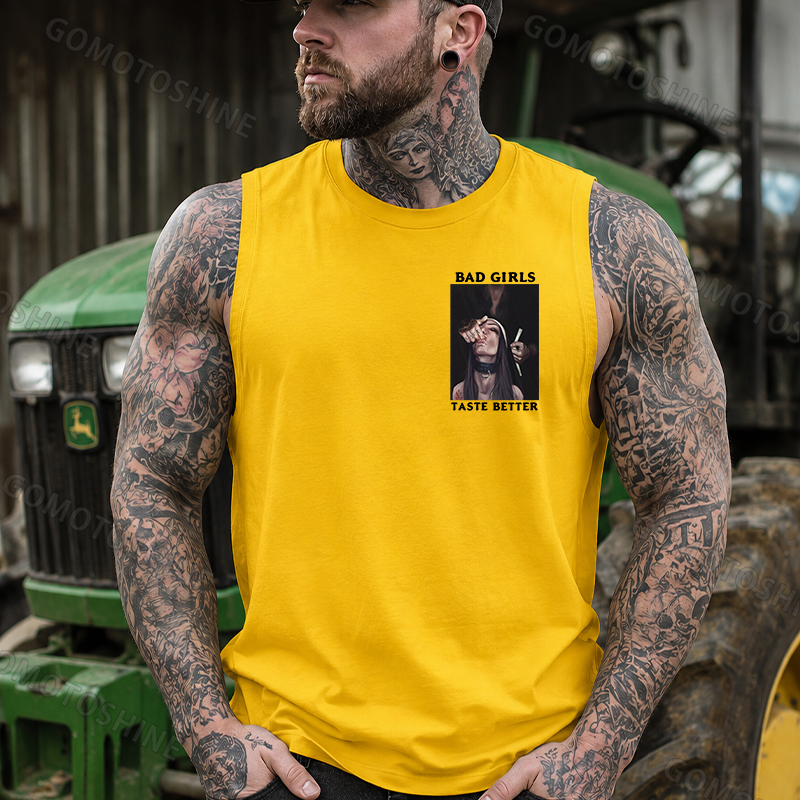 BAD GIRLS TASTE BETTER Sucking Finger Nun Print Men's Vest Image - 5