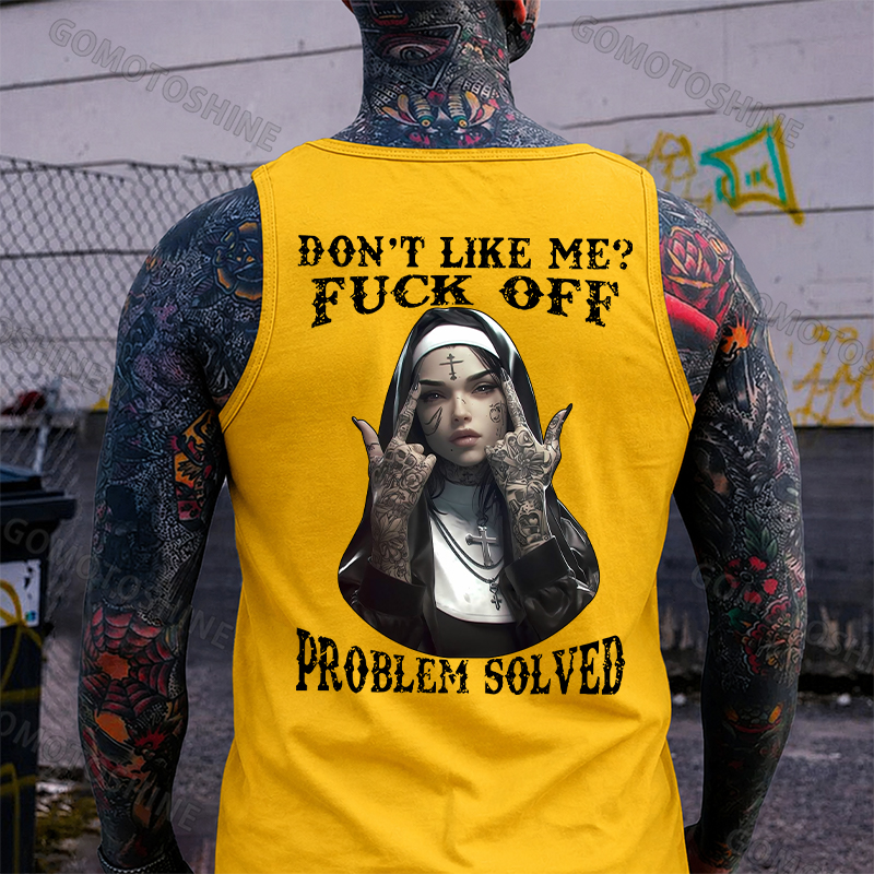 DON'T LIKE ME F*CK OFF Defiant Nun Print Men's Vest Image - 3