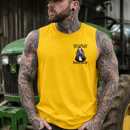 DON'T LIKE ME F*CK OFF Defiant Nun Print Men's Vest Image - 8