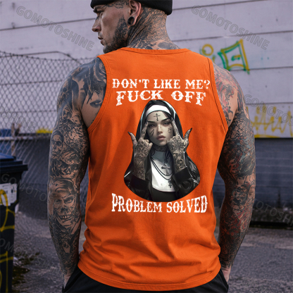 DON'T LIKE ME F*CK OFF Defiant Nun Print Men's Vest Image - 7