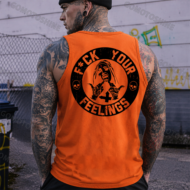 FUCK YOUR FEELINGS Defiant Nun Print Men's Vest Image - 3