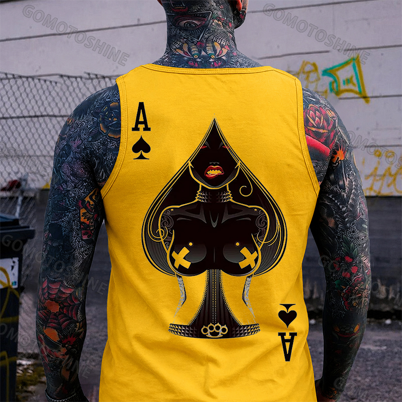 Poker A The Queen of Spades Sexy Nun Print Men's Vest Image - 4