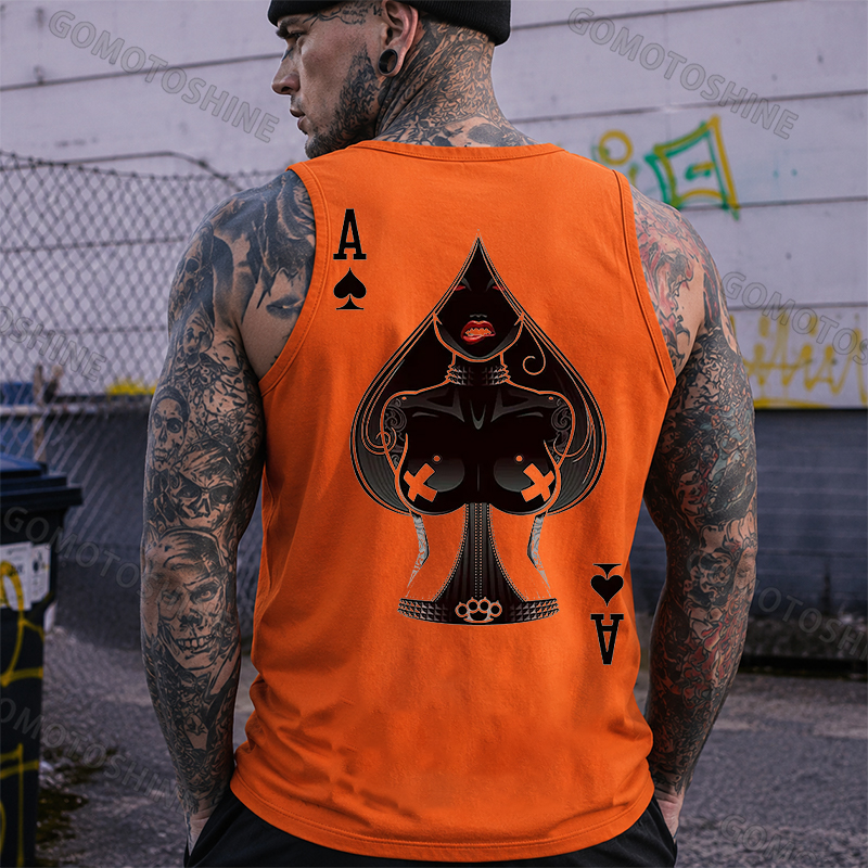 Poker A The Queen of Spades Sexy Nun Print Men's Vest Image - 5
